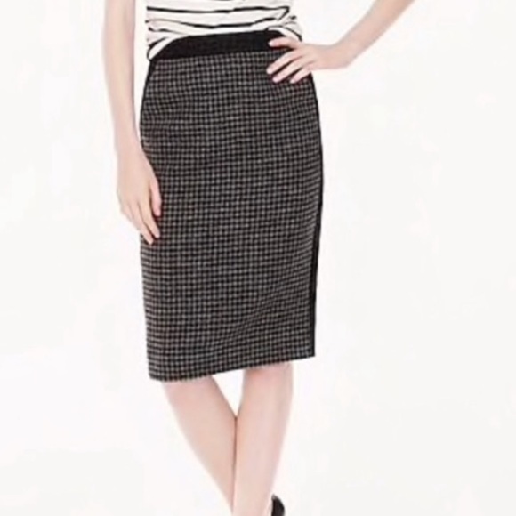J Crew Houndstooth Color Block Wool Pencil Skirt - Picture 9 of 9